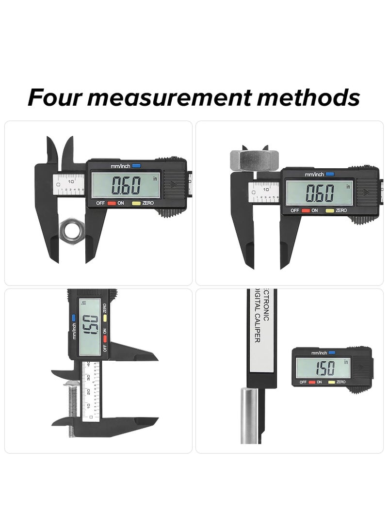 Fasola Electronic Digital Caliper, Plastic Vernier Caliper, Caliper Measuring Tool with Inch/Millimeter Conversion, Extra Large Lcd Screen, 0-6 Inch/0-150 mm, Auto off Featured Micrometer Ruler - Image 5