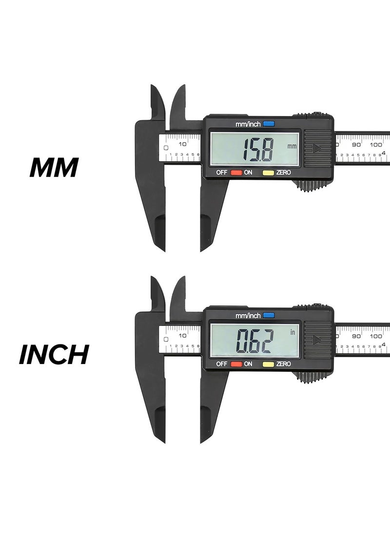 Fasola Electronic Digital Caliper, Plastic Vernier Caliper, Caliper Measuring Tool with Inch/Millimeter Conversion, Extra Large Lcd Screen, 0-6 Inch/0-150 mm, Auto off Featured Micrometer Ruler - Image 4