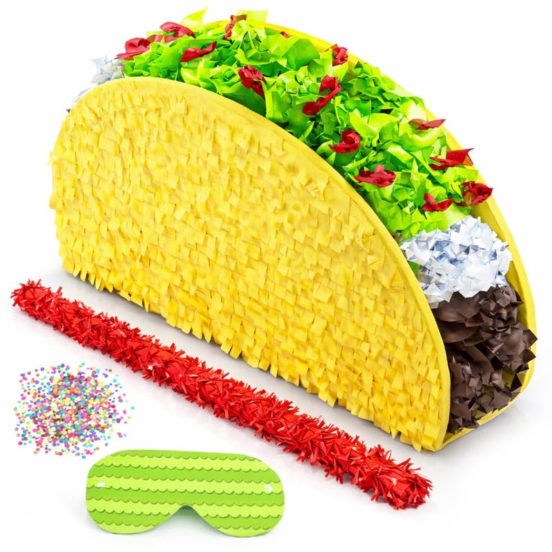 Jergrim Taco Tuesday Piata 4piece set 16x11x3 inches Great for Taco Bout Parties Decorations Birthday pinata Mexican Fiesta Bash Cinco de Mayo fits CandyFavors - Image 1