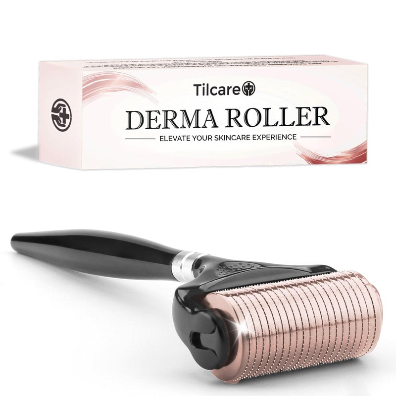 Tilcare Ultra-Wide Derma Roller for Face - At-Home Microneedling Kit, 0.25 mm Microneedle Roller for Skin Care, Derma Roller for Scalp Hair and Beard, Superior to a Microneedling Pen/Derma Pen - Image 1
