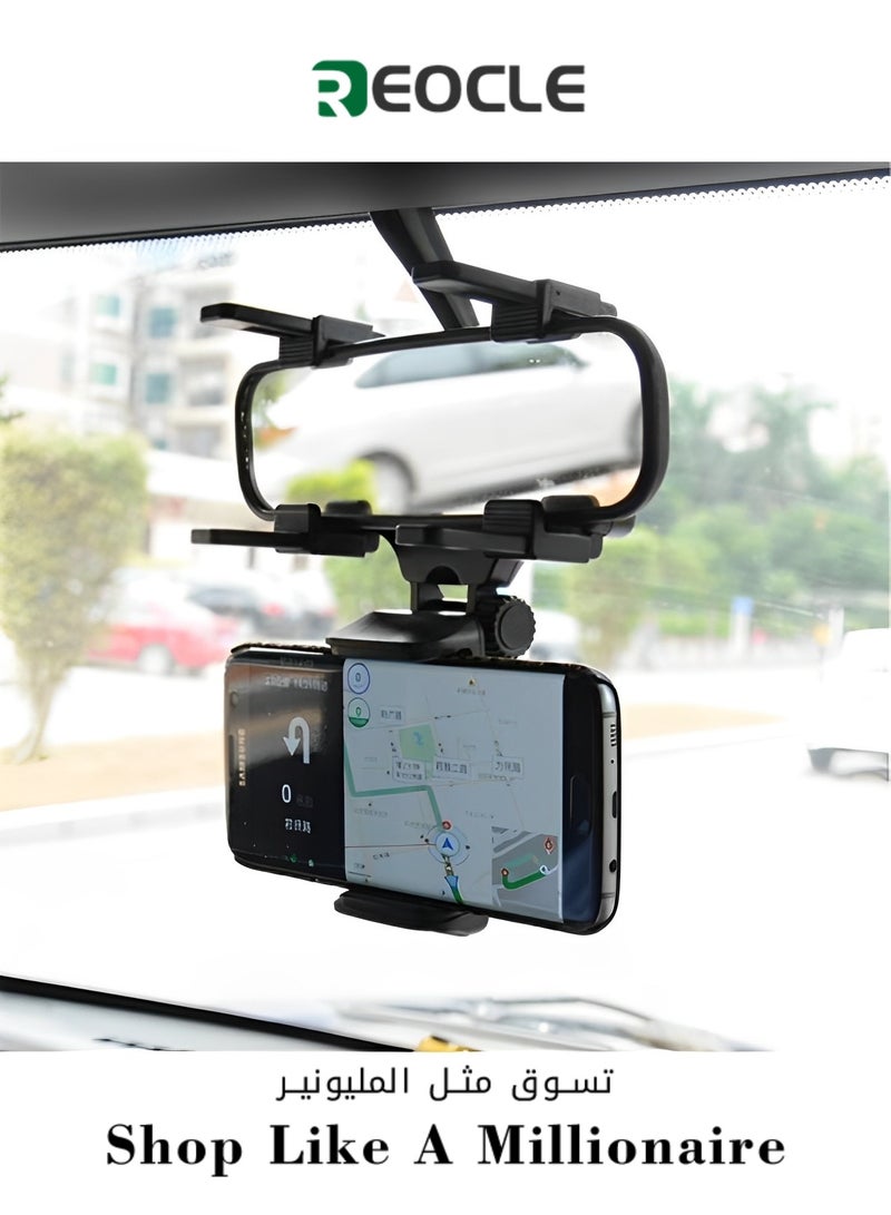 ريوكل حامل هاتف في مرآة الرؤية الخلفية مع دوران 360 درجة وقابل للسحب وحامل عالمي للسيارة مناسب لهاتف iPhone 11 12 13 14 Pro Max Samsung All Phone - Image 1