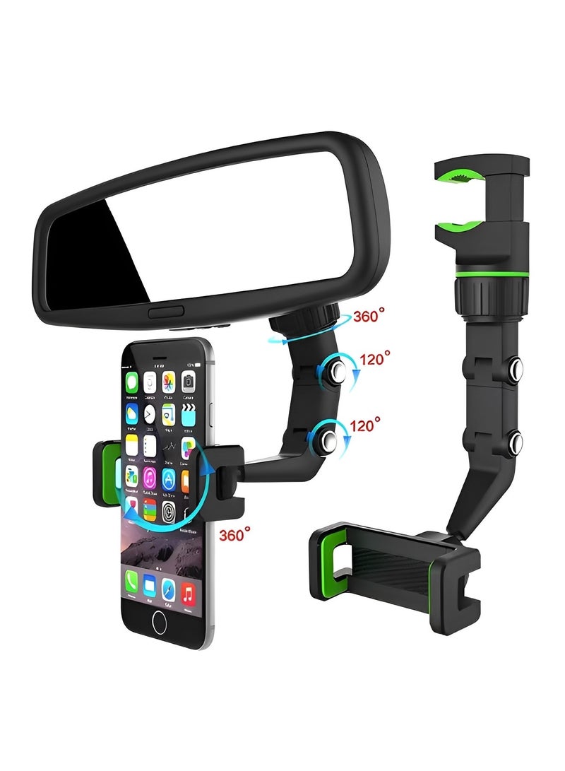 ريوكل حامل هاتف في مرآة الرؤية الخلفية مع دوران 360 درجة وقابل للسحب وحامل عالمي للسيارة مناسب لهاتف iPhone 11 12 13 14 Pro Max Samsung All Phone - Image 2