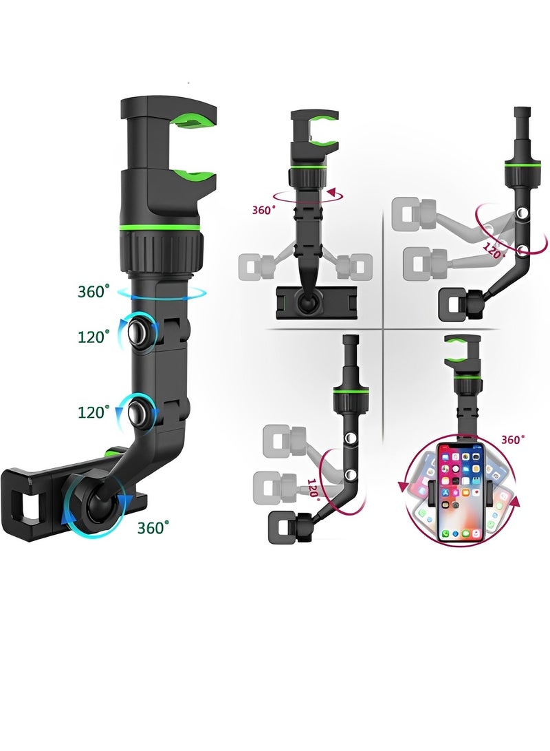 ريوكل حامل هاتف في مرآة الرؤية الخلفية مع دوران 360 درجة وقابل للسحب وحامل عالمي للسيارة مناسب لهاتف iPhone 11 12 13 14 Pro Max Samsung All Phone - Image 3