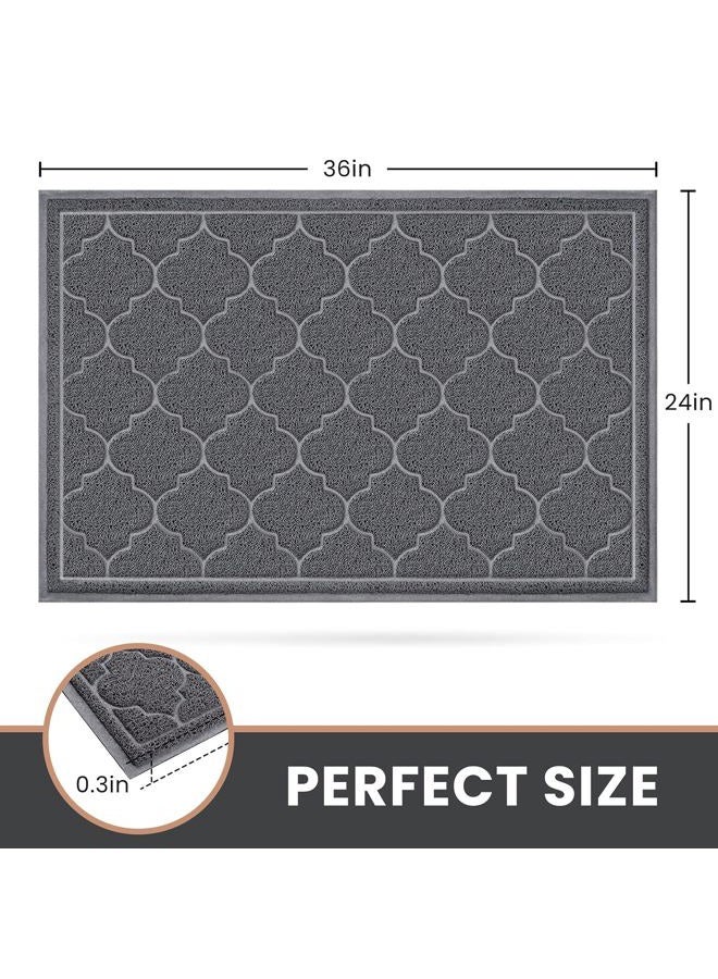 LuxStep Door Mat Large 24x36 Inch Indoor Outdoor Doormat, Non-Slip Low-Profile Design Floor Mat, Durable Trap Dirt and Dust Front Door Welcome Mat for Entryway,Patio,Garage, Grey - Image 2