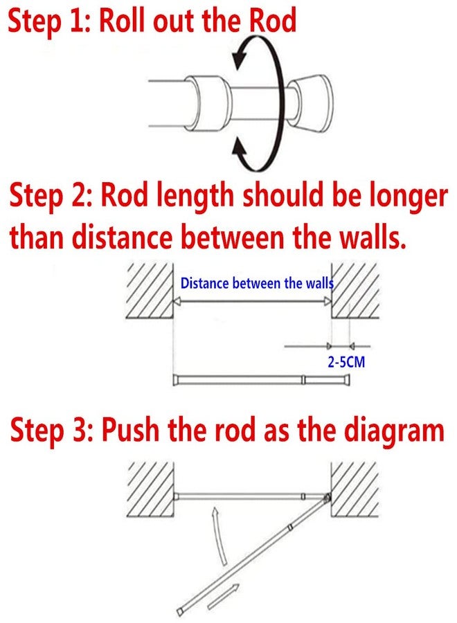 Ebonee 2 Pack Adjustable Spring Tension Curtain Rod for Cupboard Bars, White Extendable Small Short 15.7-28 inch Spring Tension Closet Rods for Shower Bathroom Window Wardrobe - Image 3