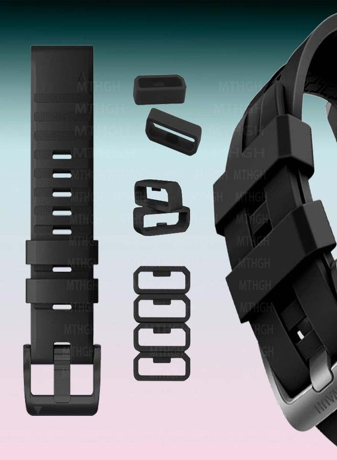 MTHGH 22mm Watch Strap Loops for Garmin Fenix 7/6/5 /Forerunner 965/955/945/935/745/265/255 Smartwatch Fastener Rings [10 Pcs], Soft Silicone Replacement Secure Rings Connector Holders Loop, Black - Image 5