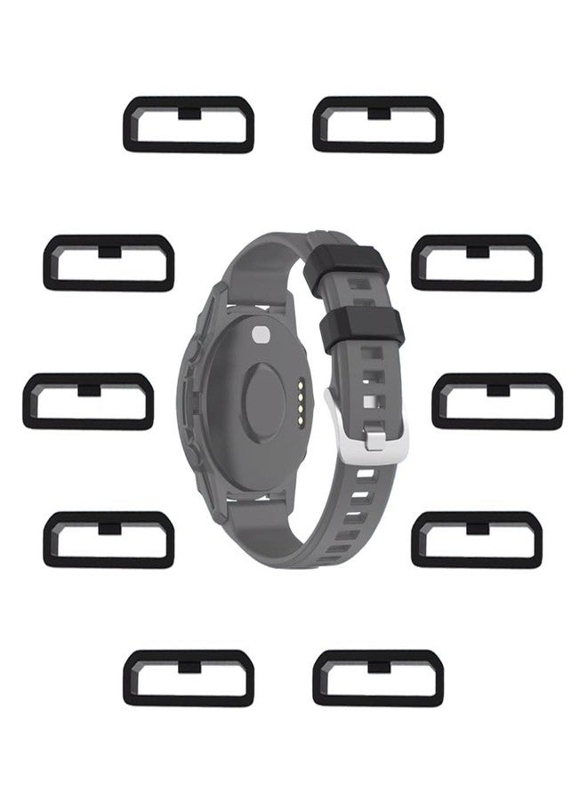 MTHGH 22mm Watch Strap Loops for Garmin Fenix 7/6/5 /Forerunner 965/955/945/935/745/265/255 Smartwatch Fastener Rings [10 Pcs], Soft Silicone Replacement Secure Rings Connector Holders Loop, Black - Image 1