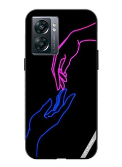 Protective Case Cover For OnePlus Nord N300 Hands In Neon Lights Design Multicolour