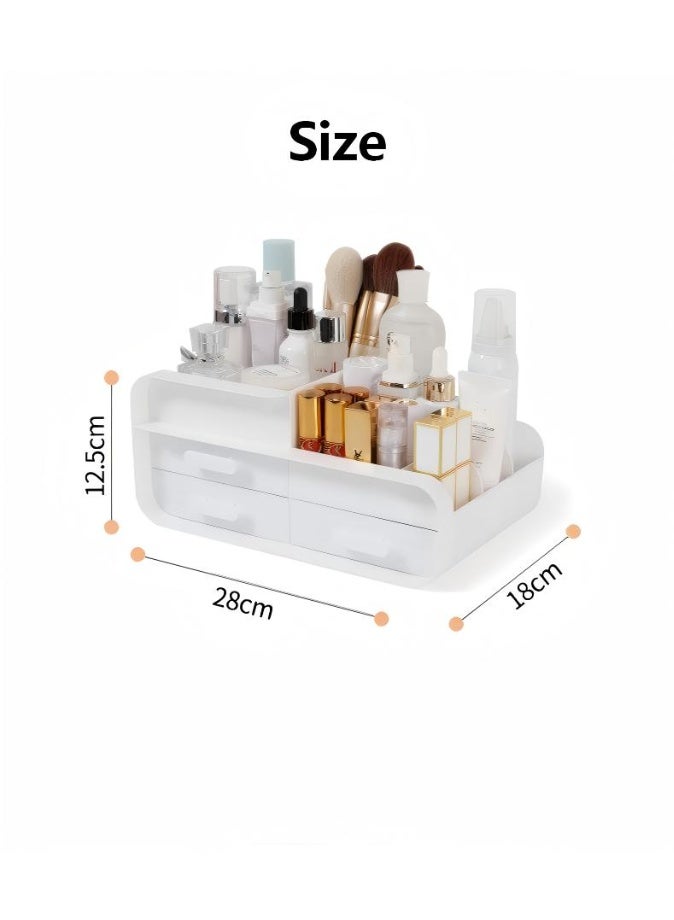 AiheArron White Makeup Organizer with Drawers, Desktop Cosmetic & Jewelry Storage Box, Waterproof Skincare Organizer for Bathroom, Bedroom & Bedside Table, Space-Saving Vanity Storage Case（3 drawers white） - Image 5