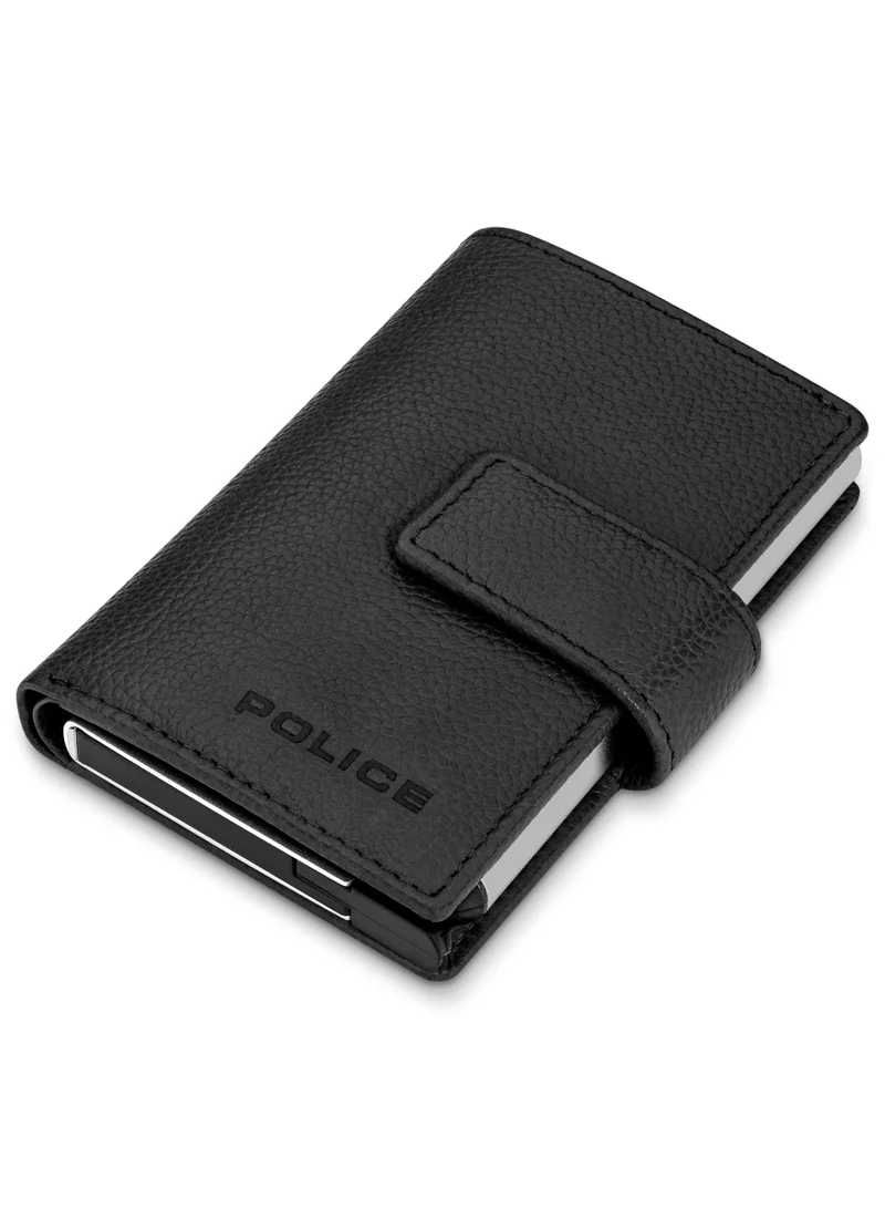 POLICE Police Boumous Leather & Alloy Men's Card Case, RFID Safe - PELGD2206905