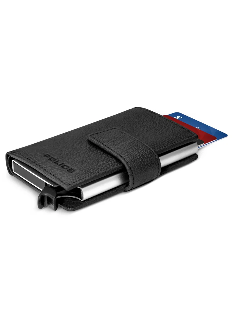 POLICE Police Boumous Leather & Alloy Men's Card Case, RFID Safe - PELGD2206905