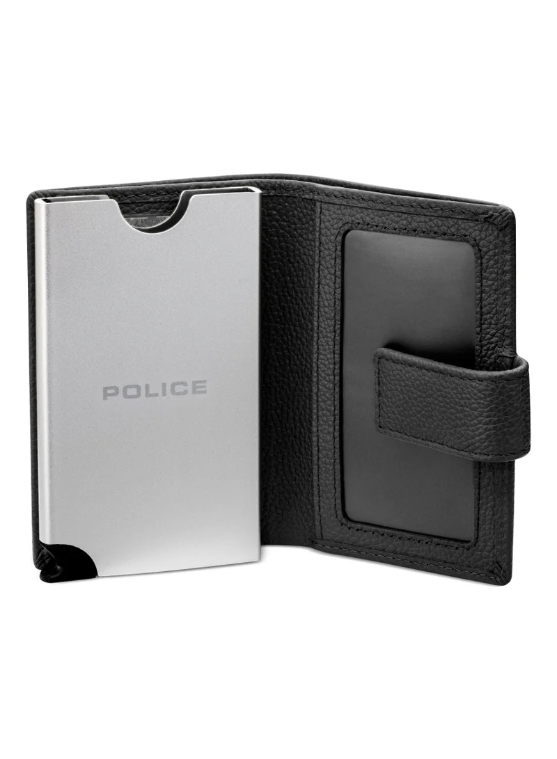 POLICE Police Boumous Leather & Alloy Men's Card Case, RFID Safe - PELGD2206905