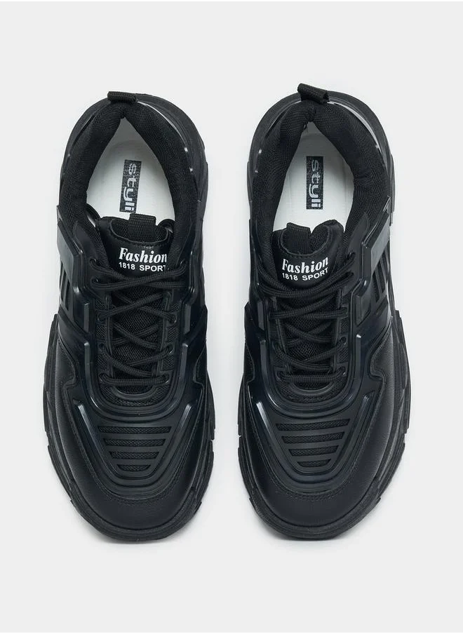 Styli Leather Look Design Chunky Sneakers