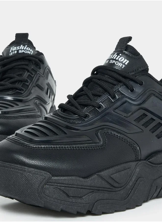 Styli Leather Look Design Chunky Sneakers