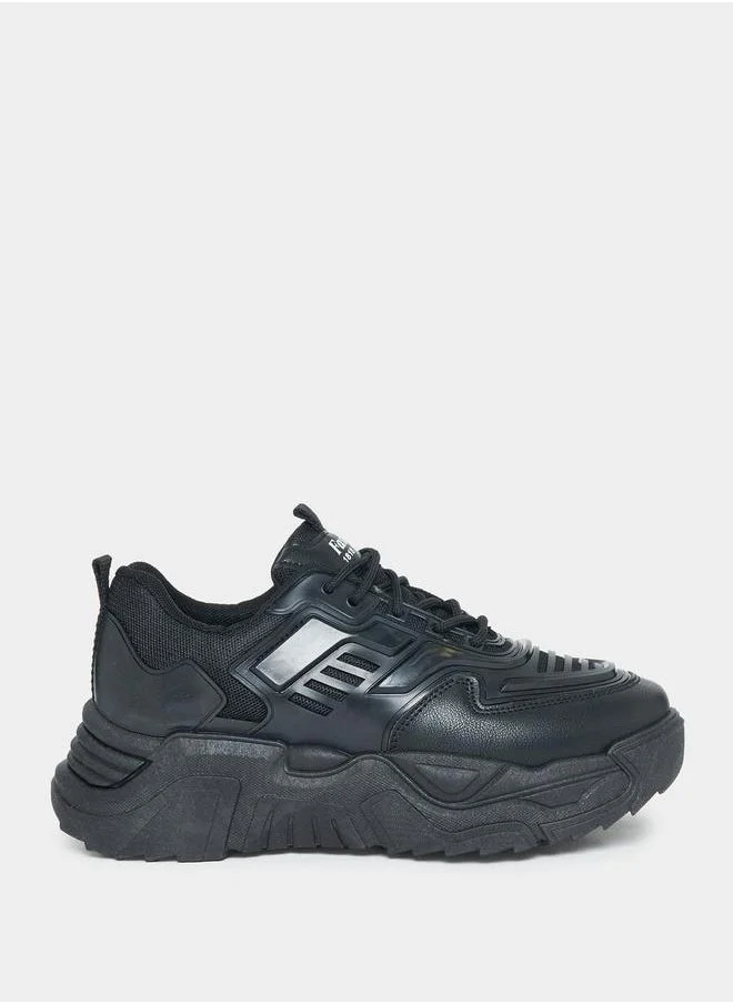 ستايلي Leather Look Design Chunky Sneakers