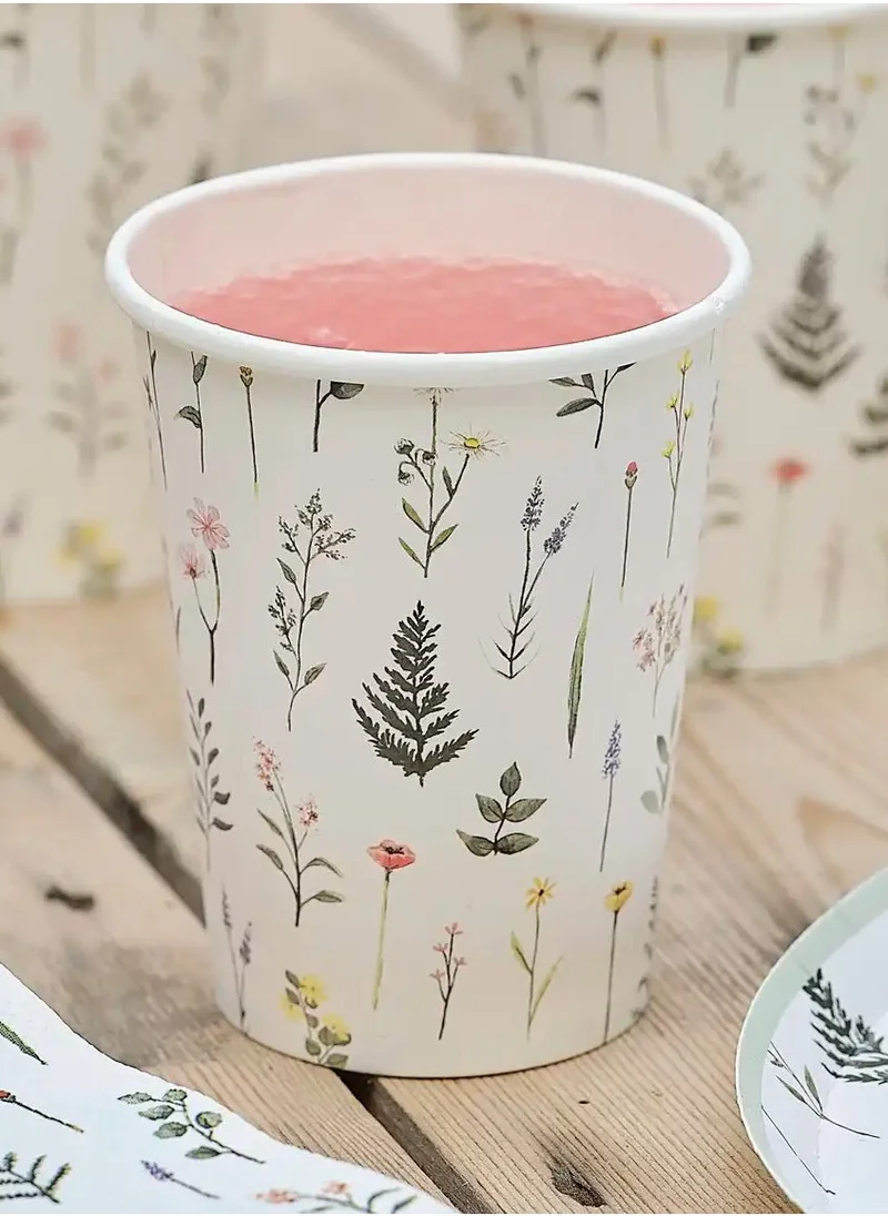 جينجر راي أكواب ورقية بنقوش زهور  قطع