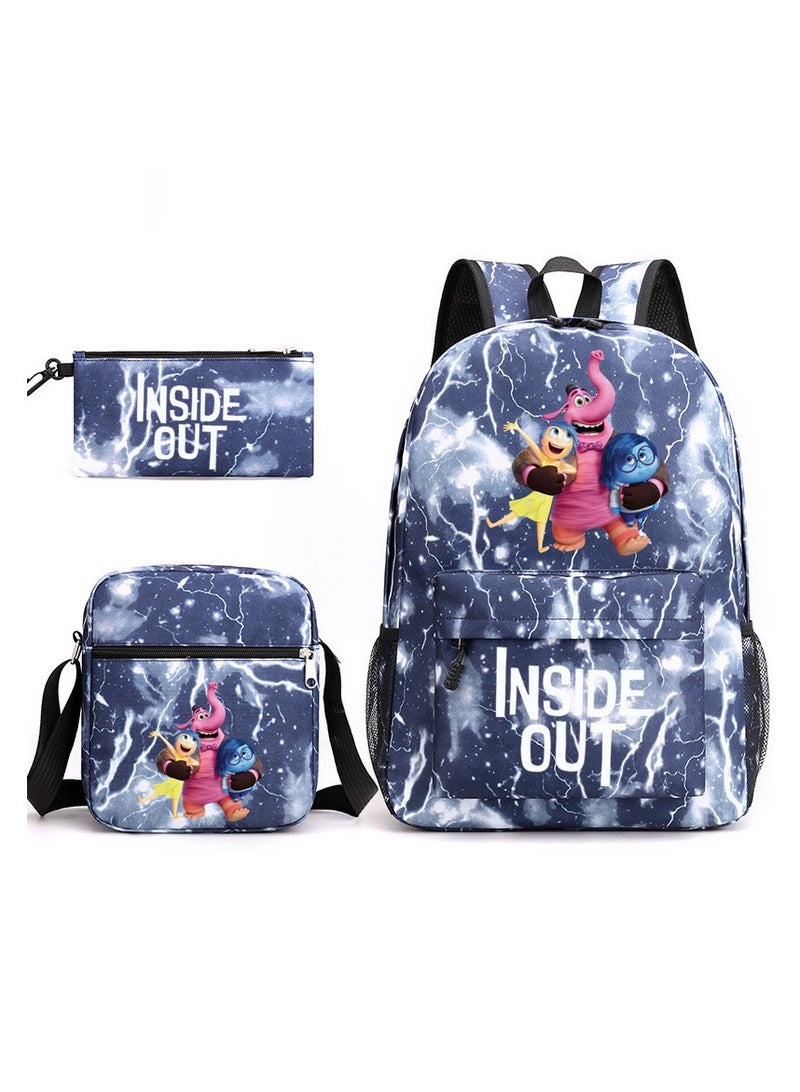 INSIDE OUT 2 Children Backpack Schoolbag Teen Student School Book bag with Lunch Box Pen Case 3 in 1 for Kids