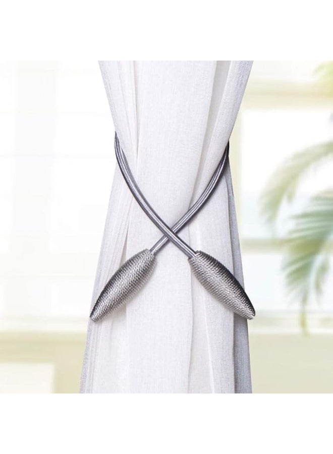 Decorative Metal Curtain Tiebacks, Silver Holdback Clips for Window Drapery, Valance Holder - Image 4