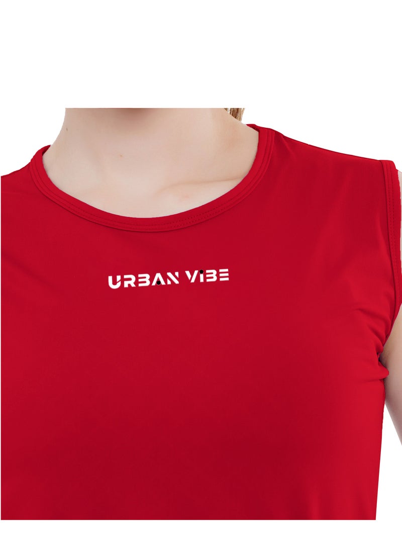 Selecta Now - Ladies Sleeveless Cotton Red T-Shirt Breathable Tank Top Soft Stretchable Women’s T Shirt Ideal for Hot Climate - Image 1