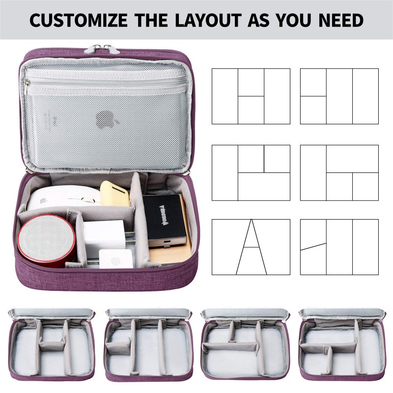 Lanola Travel Cable Organizer Bag, Electronic Accessories Case Portable Double Layer Cable Storage Bag for Cord,phone,Charger, Flash Drive, Phone, SD Card,Personal Items - (Purple) - Image 4