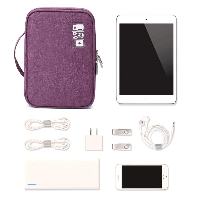 Lanola Travel Cable Organizer Bag, Electronic Accessories Case Portable Double Layer Cable Storage Bag for Cord,phone,Charger, Flash Drive, Phone, SD Card,Personal Items - (Purple) - Image 5