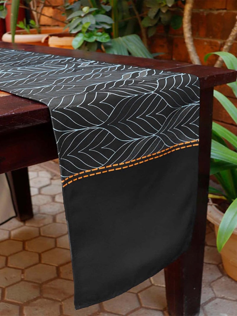 Zeba World Polycanvas Geometric Leaf Motif Print Table Runner for 4 Seater / 6 Seater | 30 cms x 210 cms; 12 inches x 84 inches | Dining Table Runner, Living Room Decor - Image 1