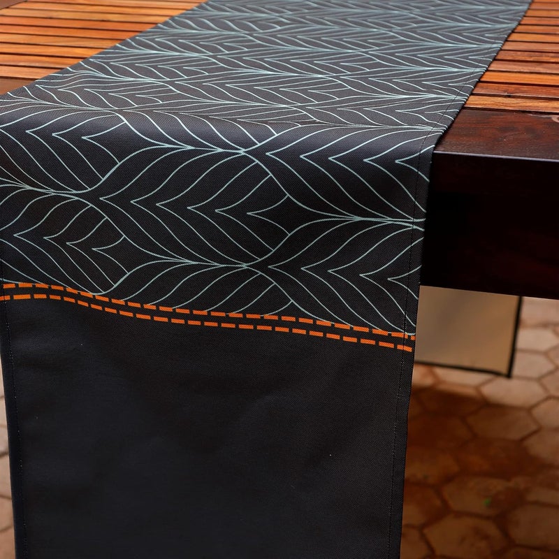 Zeba World Polycanvas Geometric Leaf Motif Print Table Runner for 4 Seater / 6 Seater | 30 cms x 210 cms; 12 inches x 84 inches | Dining Table Runner, Living Room Decor - Image 2
