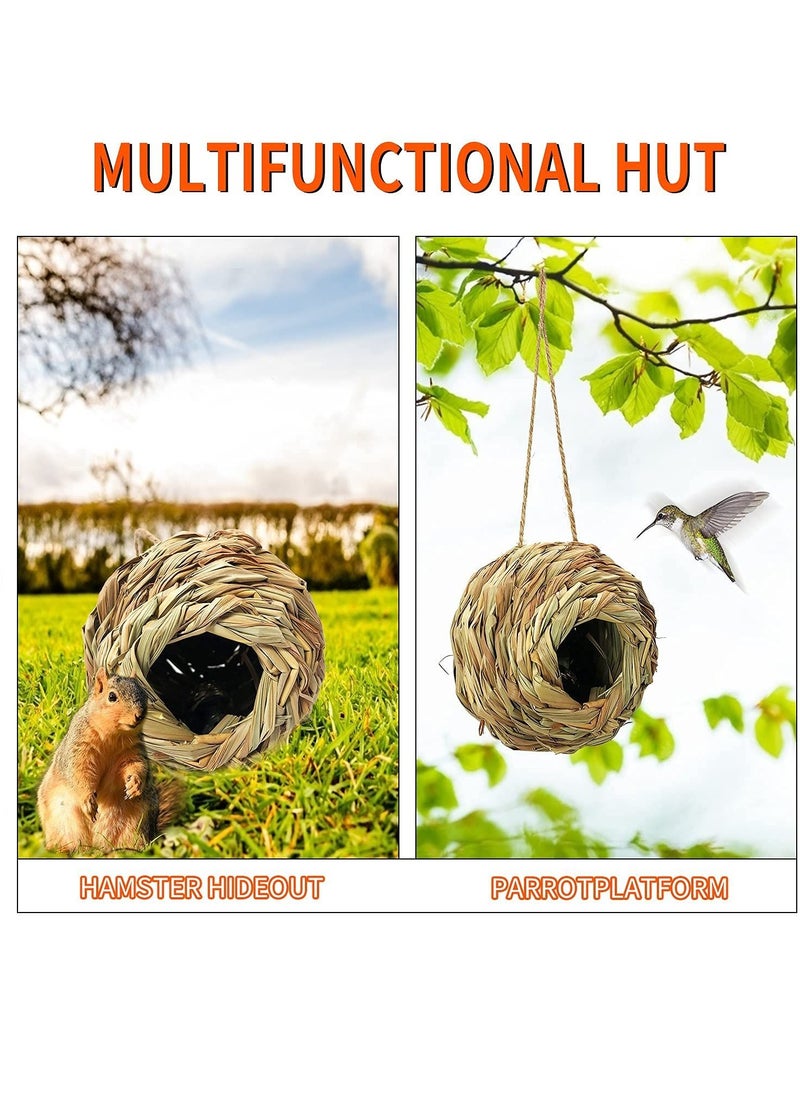 SYOSI Pack Hanging Hummingbird Nest House for Outside, Ball Shape, Hand Woven, Durable Sturdy, Made of Natural Grass, Perfect for Garden Patio Lawn Office Indoor  - Image 3