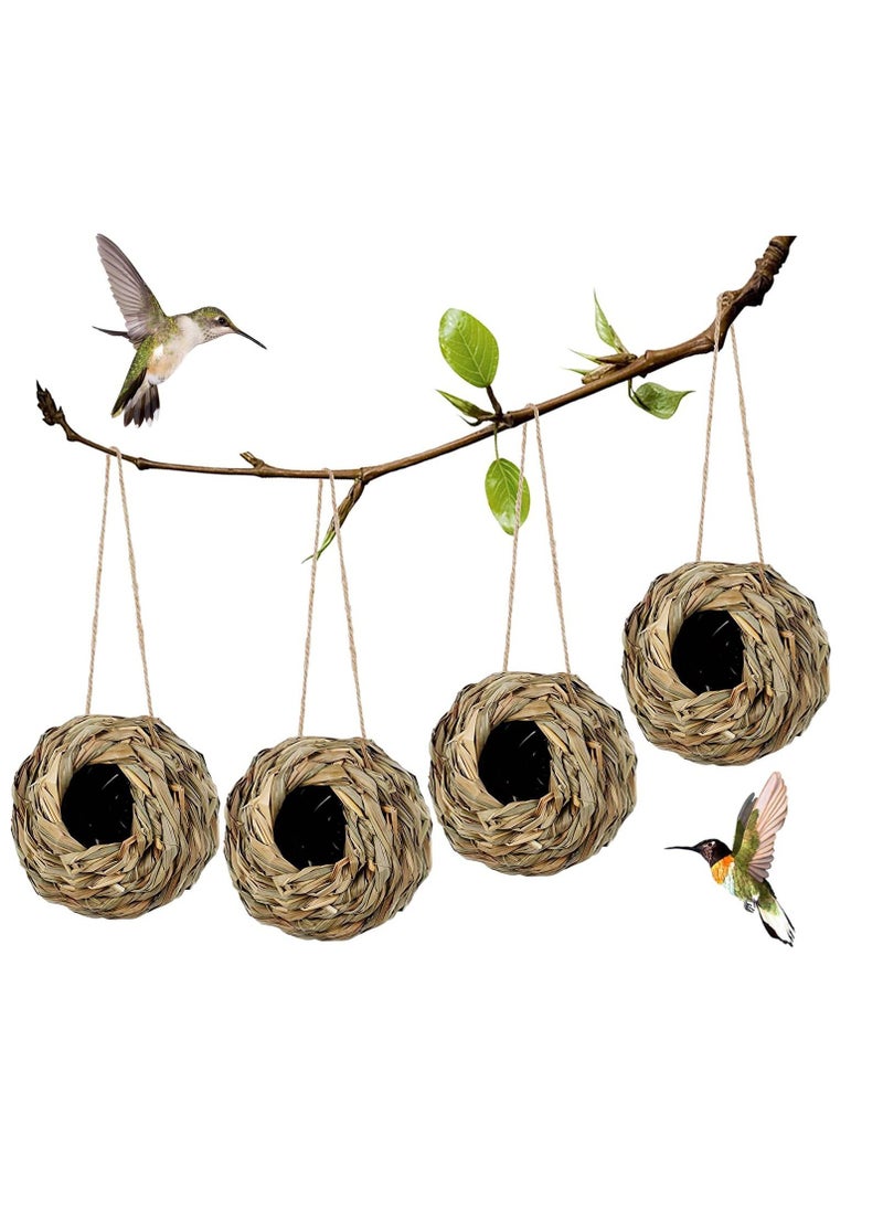 SYOSI Pack Hanging Hummingbird Nest House for Outside, Ball Shape, Hand Woven, Durable Sturdy, Made of Natural Grass, Perfect for Garden Patio Lawn Office Indoor  - Image 1
