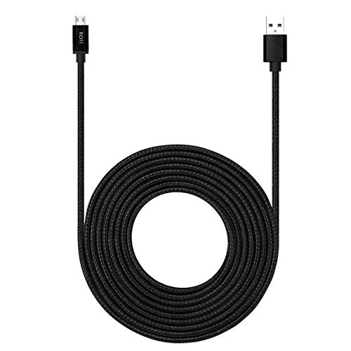 RoFI Micro USB Cable 15ft with 3A Fast Charging, Extra Long and Extremely Durable Nylon Braided Charger Cord for Galaxy S7/S6/J8/J7 Note 5,Kindle,LG,PS4,Camera,Xbox One and More (Black) - Image 1