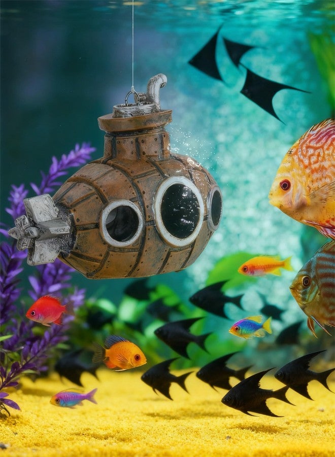 Civore Floating Fish Tank Decoration, Cute Retro Submarine Aquarium Ornament with 1 Float Balls, Resin Safe Fish Tank Accessory for Betta, Cichlid, Goldfish, Shrimps & Hermit Crabs - Image 5
