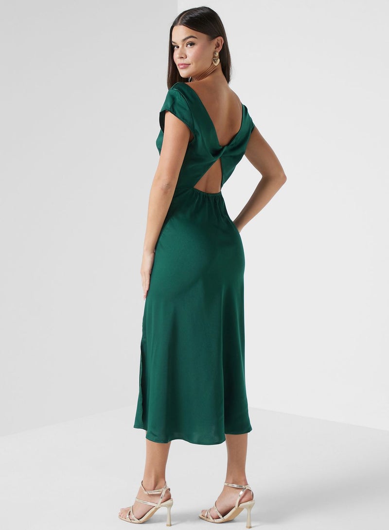 ELLA Satin Cowl Midi Dress  - Image 2