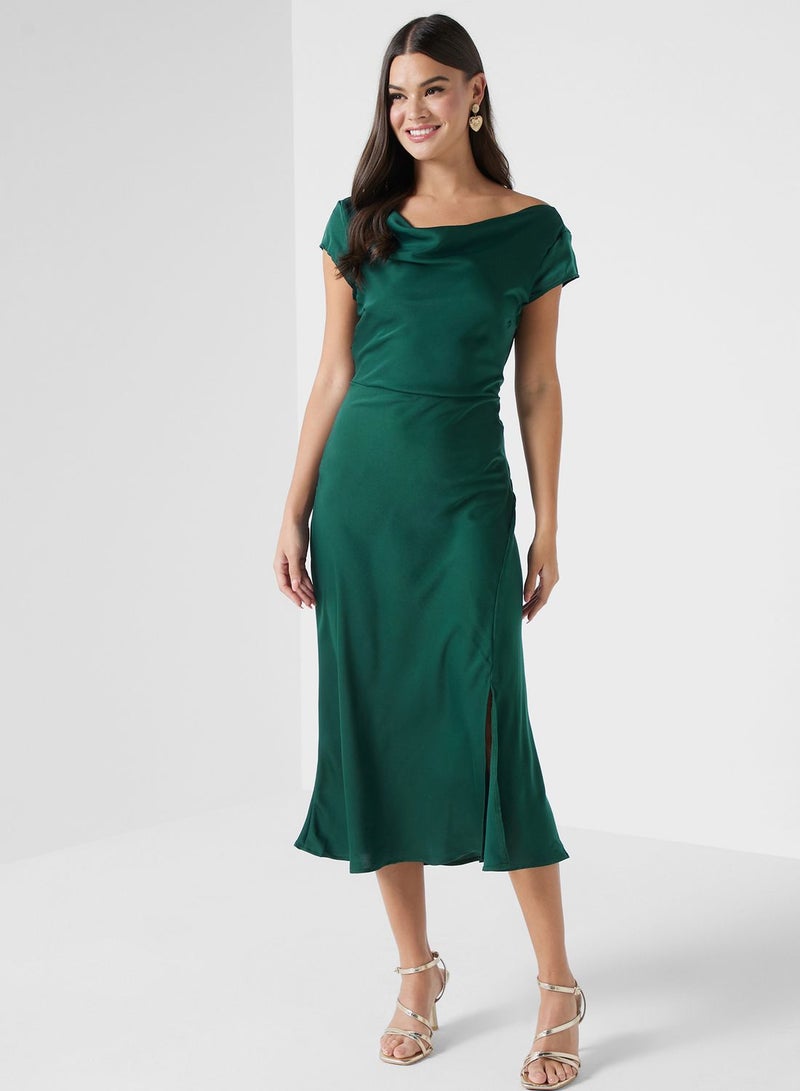 ELLA Satin Cowl Midi Dress  - Image 1