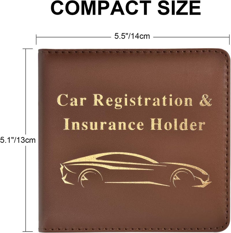 Cacturism Car Registration and Insurance Holder, Vehicle Glove Box Car Organizer Men Women Wallet Accessories Case for Cards, Essential Document, Driver License, Brown - Image 2
