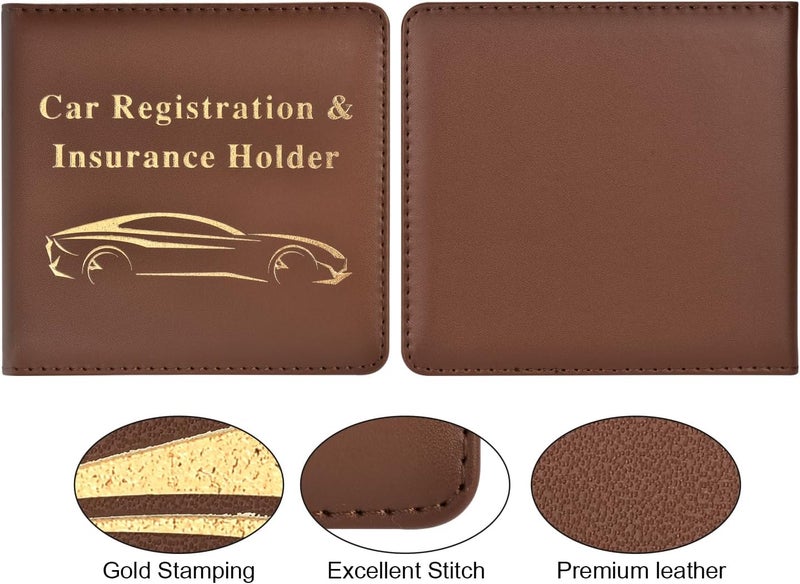 Cacturism Car Registration and Insurance Holder, Vehicle Glove Box Car Organizer Men Women Wallet Accessories Case for Cards, Essential Document, Driver License, Brown - Image 4