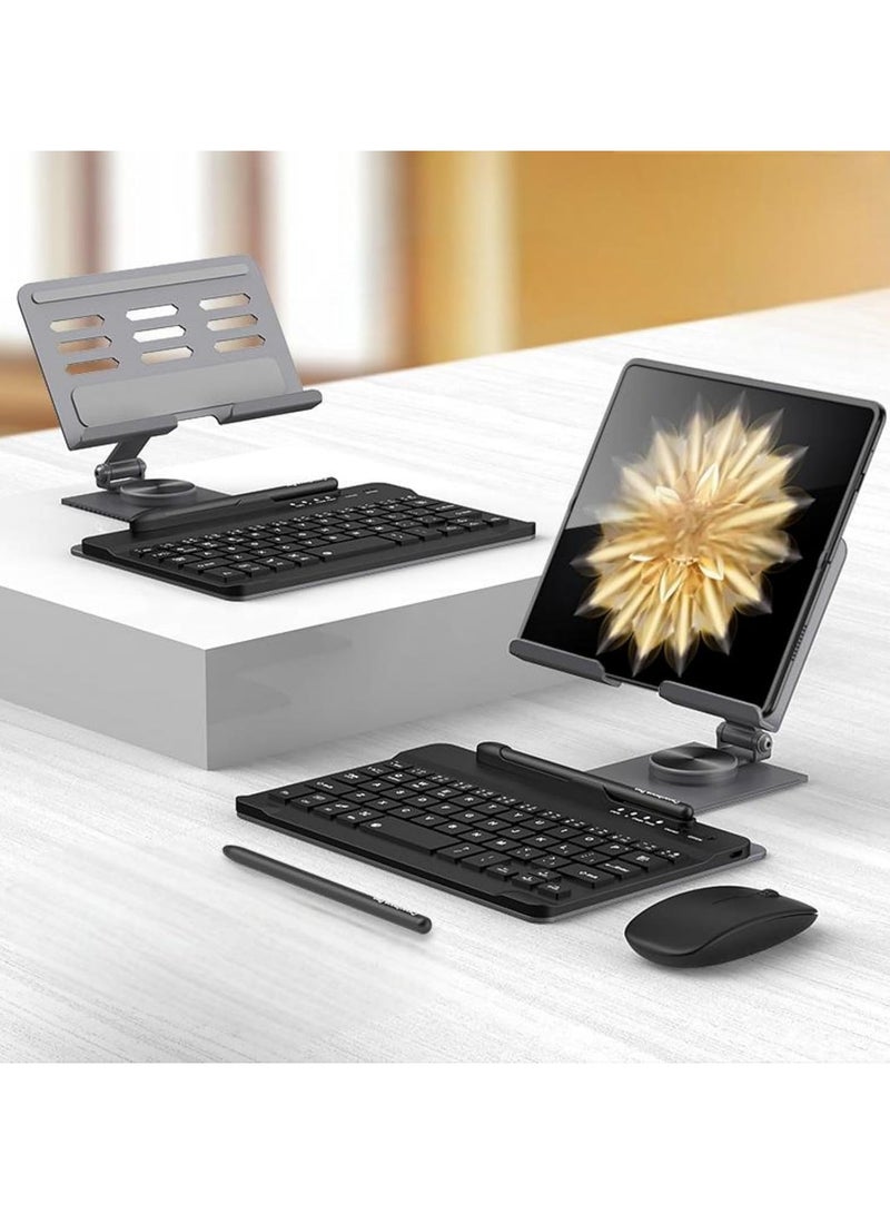 General Wireless Keyboard with Cradle Compatible with Honor Magic V3 mobile phone with 360-degree rotating folding stand, Bluetooth keyboard and mouse with Magic V3 capacitive pen 