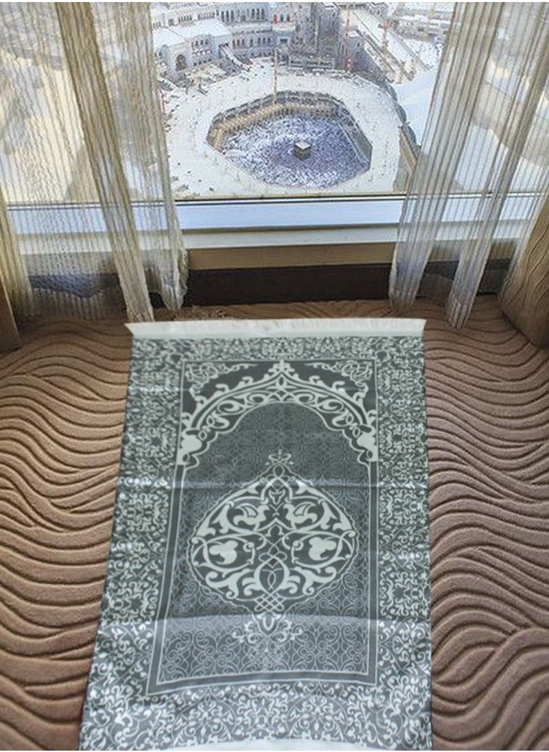 ISHWAZ Islamic Prayer Mat Set, High Quality Rug And Decorative Rosary With Beautifull Pouch, Ideal for Home, Travelling, At Office, At Work, For Ramadan, Eid Etc, Best Gift Idea Prayer Carpet Tasbih And Bag  - Image 2