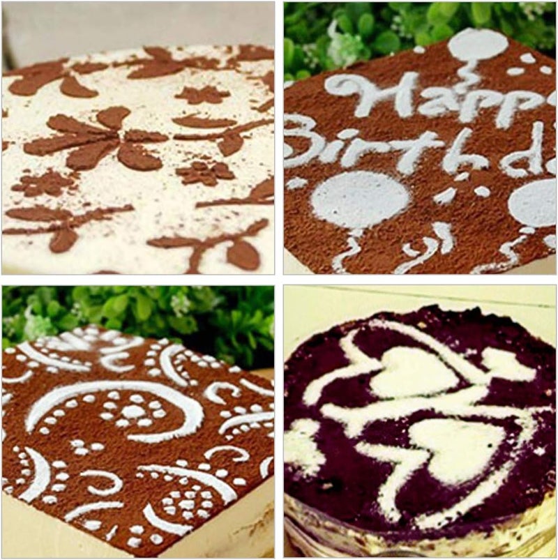 iSuperb 4 Pieces Cake Top Stencils Cookie/Cake Decorating Painting Templates Baking Tool for Cupcake Wedding Cake Fondant Impression, Wedding Birthday Party Cake Decoration Supplies - Image 4