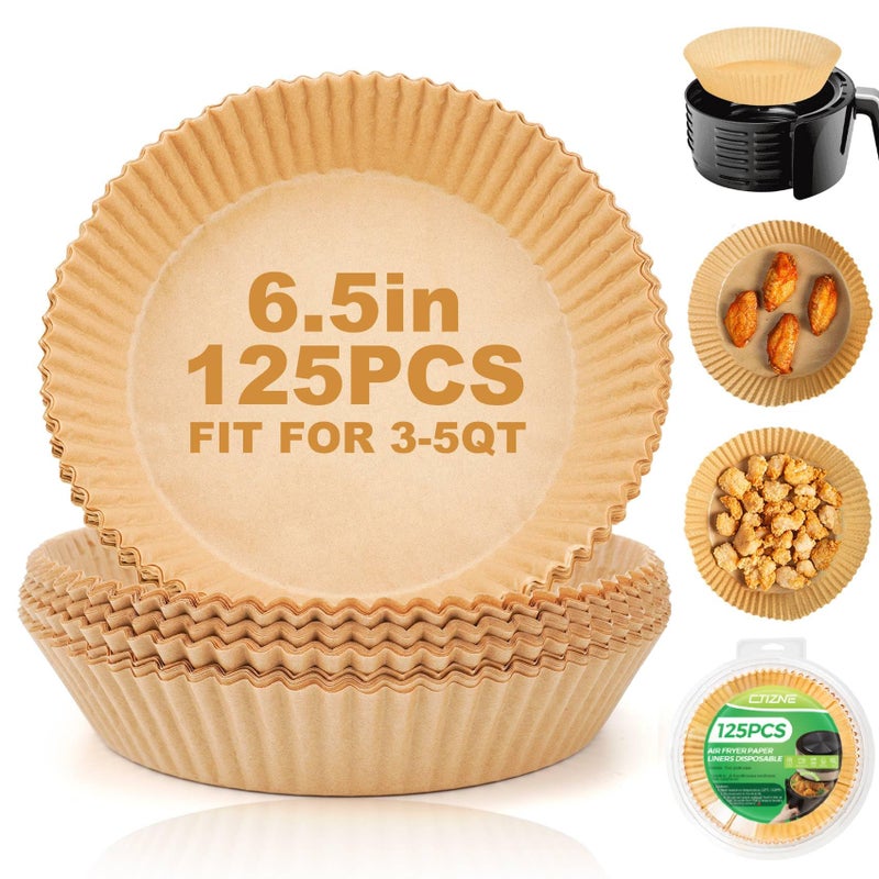 Disposable Air Fryer Paper Liners 125Pcs 65In Parchment Paper Baking Liner for 25 QT Airfryer Basket Oven Microwave Accessories