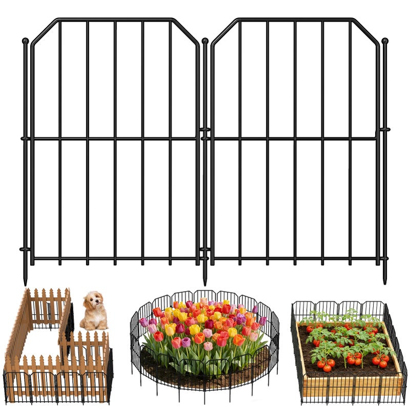 Goovilla Garden Fence Total 10ftL x 24inH Garden Fencing Animal Barrier 10 Pcs Rustproof Metal Wire No Dig Fence Panels Black Decorative Garden Fences and Borders for Dogs Flower Bed Patio - Image 2