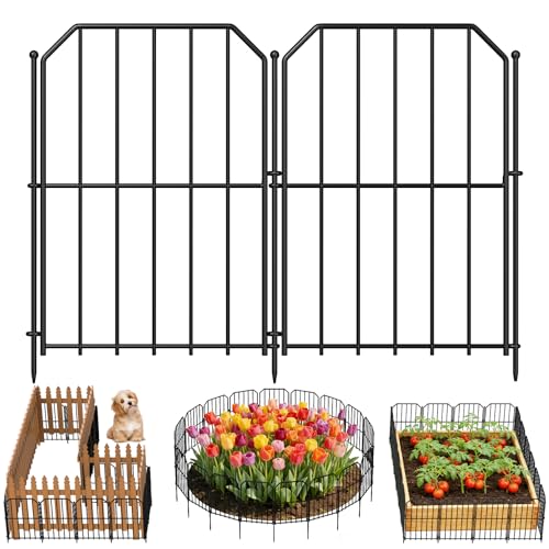 Goovilla Garden Fence Total 10ftL x 24inH Garden Fencing Animal Barrier 10 Pcs Rustproof Metal Wire No Dig Fence Panels Black Decorative Garden Fences and Borders for Dogs Flower Bed Patio - Image 1