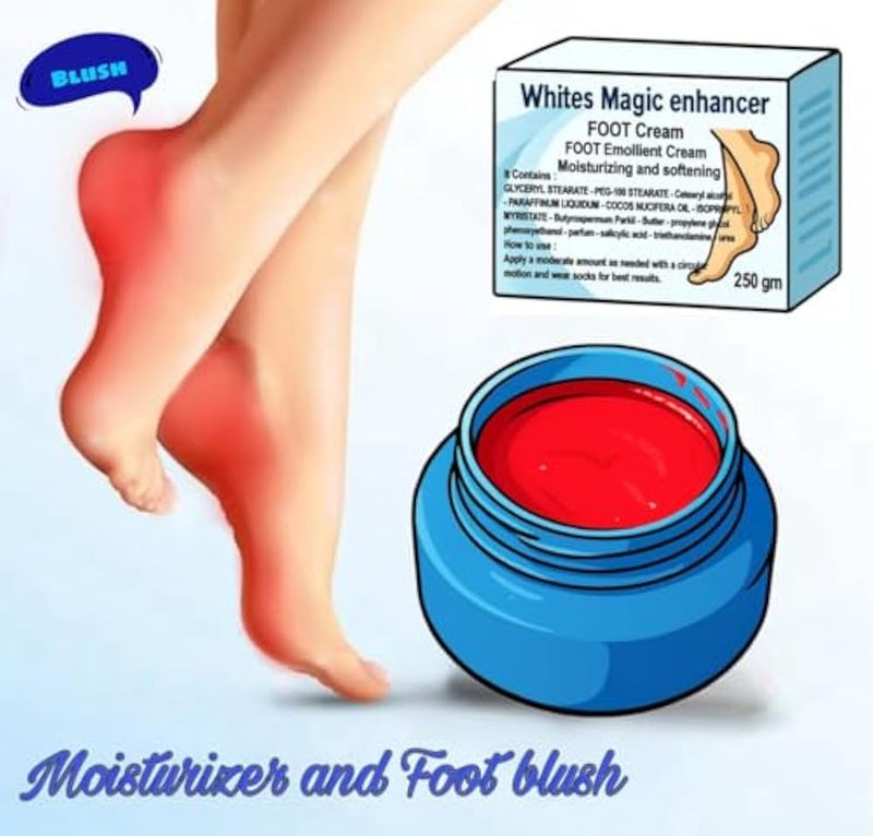 Whites Magic Enhancer Moisturising Foot Cream, 250 gm, Softening and Emollient وايتس ماجيك كريم لتشققات الكعبين وترطيب القدمين - Image 3