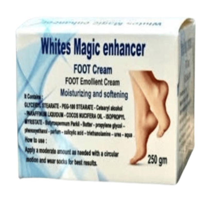Whites Magic Enhancer Moisturising Foot Cream, 250 gm, Softening and Emollient وايتس ماجيك كريم لتشققات الكعبين وترطيب القدمين - Image 1