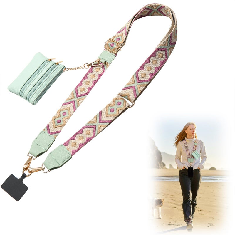 CUEDM Cell Phone Lanyard Crossbody,Adjustable Cell Phone Strap with Detachable Wristlet for Hands-Free Occasions,Clip and Go Strap for Phone with Wallet Crossbody - Image 1