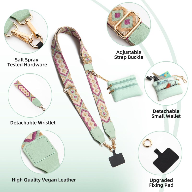 CUEDM Cell Phone Lanyard Crossbody,Adjustable Cell Phone Strap with Detachable Wristlet for Hands-Free Occasions,Clip and Go Strap for Phone with Wallet Crossbody - Image 4