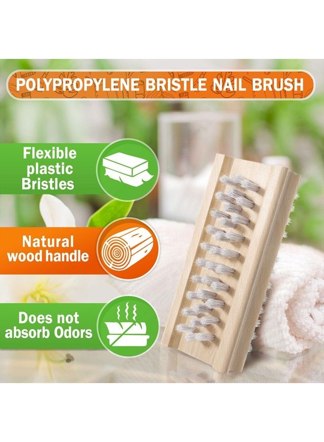 Konex Non-Slip Wooden Two-sided Hand and Nail Brush. Fingernail Brush for Nail Cleaning and Scrubbing. Heavy duty Stiff Nail Brush for Travel. Mechanic hand scrub brush with molded grip. - Image 2