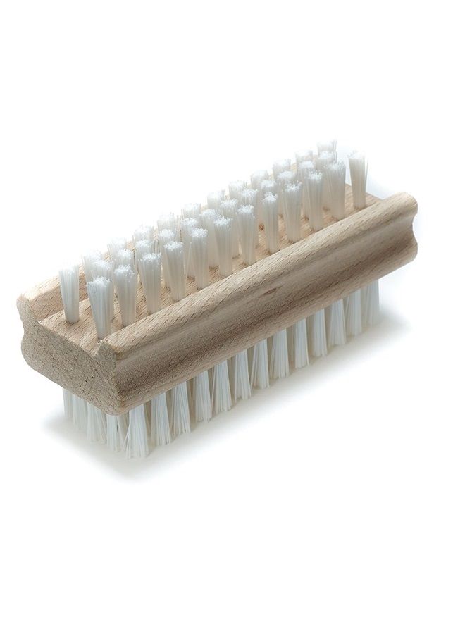 Konex Non-Slip Wooden Two-sided Hand and Nail Brush. Fingernail Brush for Nail Cleaning and Scrubbing. Heavy duty Stiff Nail Brush for Travel. Mechanic hand scrub brush with molded grip. - Image 1