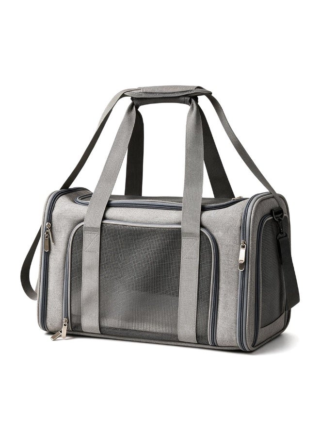 Soft-Sided Collapsible Pet Carrier for Cats & Dogs - Airline Approved Travel Bag (Grey) - Image 1