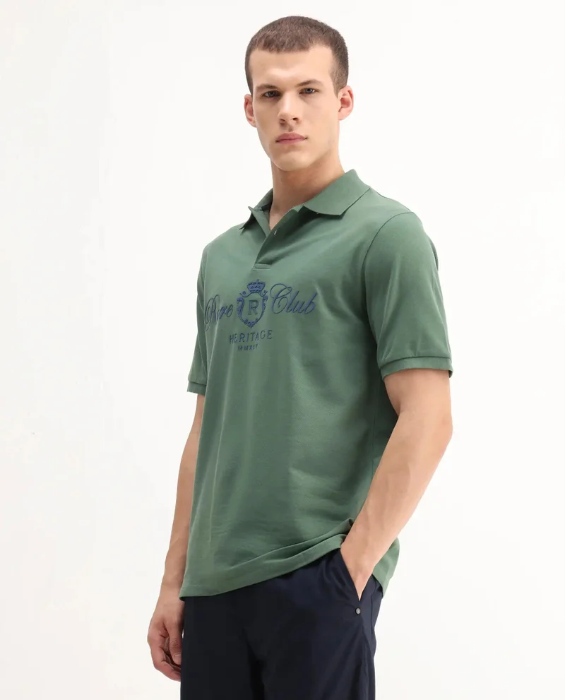Rare Rabbit Men's Hd Printed Regular Fit Polo