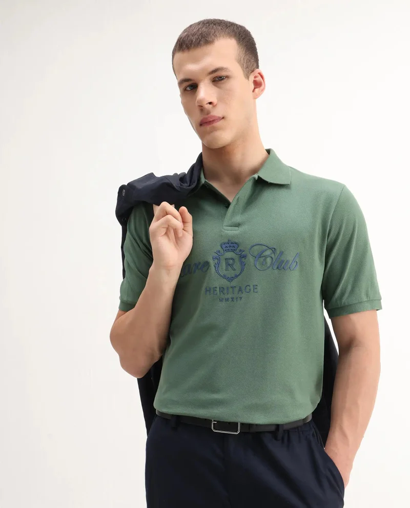 Rare Rabbit Men's Hd Printed Regular Fit Polo